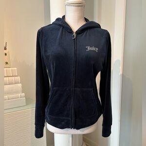Juicy Couture Dark Blue Velour Jacket + Pants Tracksuit - M